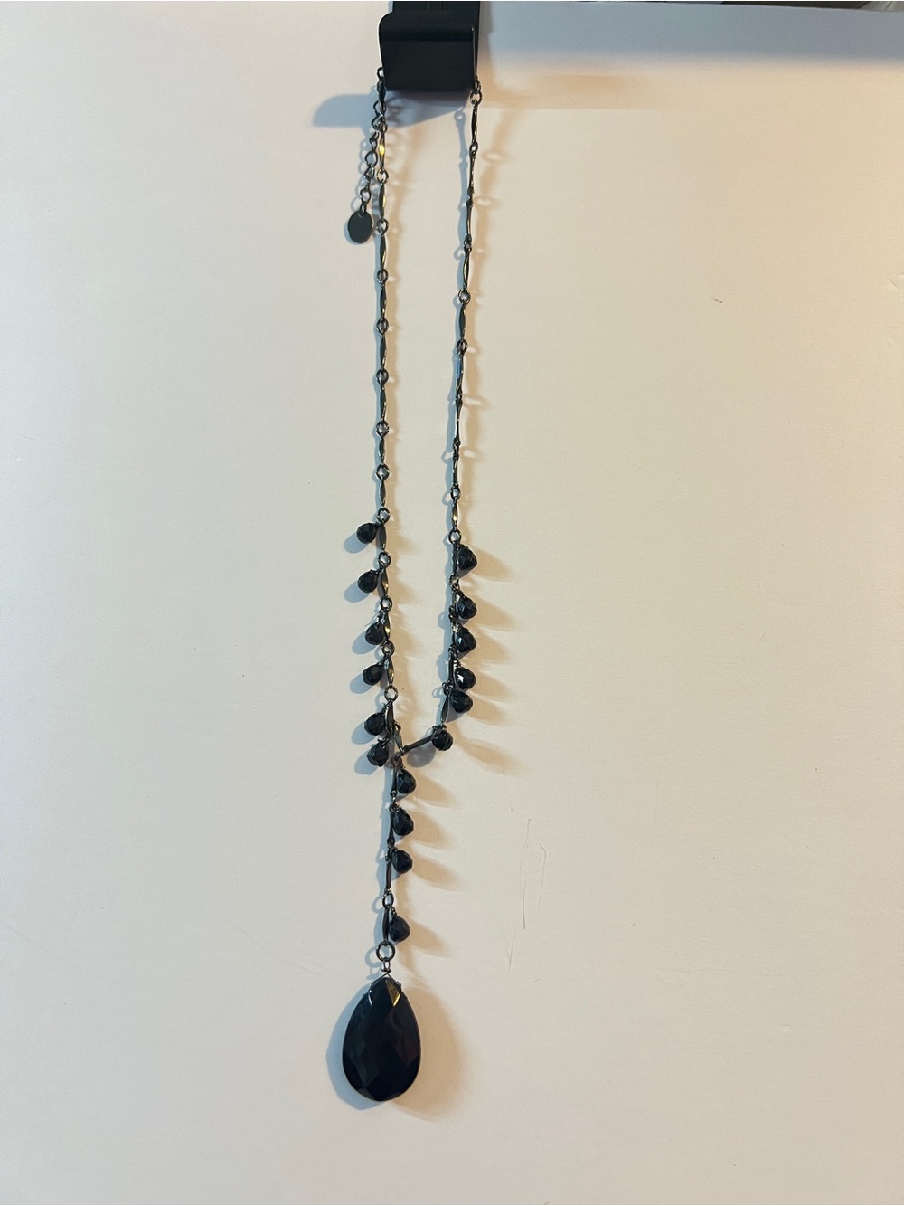 Claire’s 18” Black Faceted Stone Y Necklace W/Black Hardware